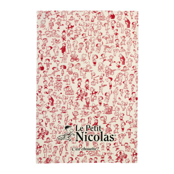 LE PETIT NICOLAS - Torchon le petit nicolas personnages en coton écru 48 x 72