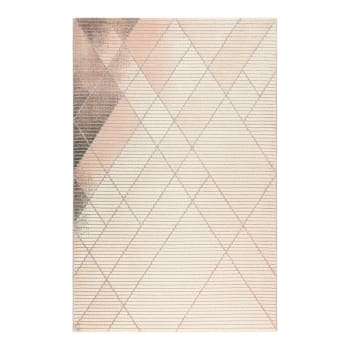 Walk - Tapis géométrique design en polyester rose 80x150
