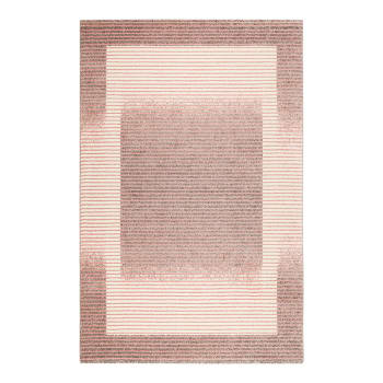 Flow - Tapis rayé contemporaine en polyester rose 80x150