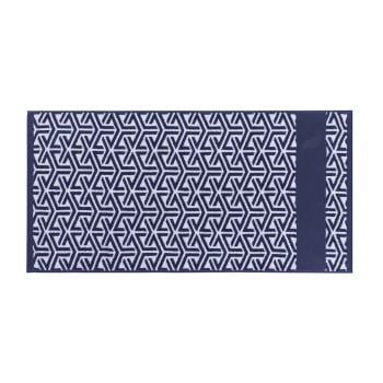 Riviera - Serviette coton bleu foncé imprimé 50x100 cm