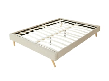 Lora - Cadre de lit avec sommier à lattes - Beige - Largeur 160 cm