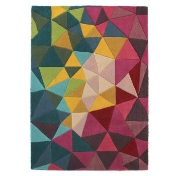 FR DESIGN - Tapis géométrique design en laine multicolore 160x230