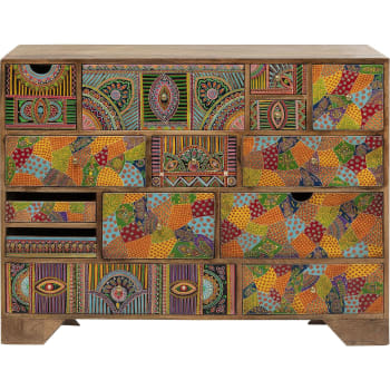 Paradise - Commode 14 tiroirs en manguier massif motifs multicolores