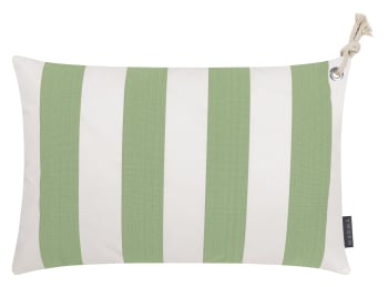 SANTORIN - Housses de coussin rayées vert/blanc avec corde - Lot de 2- 60x40