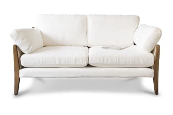 Ariston - 2-Sitzer Vintage-Sofa aus Leinen, weiß