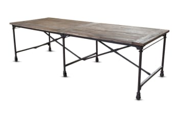 Tapissier - Grande table en bois recyclé marron