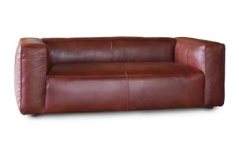 Krieger - Sofa de cuero rojo de 2 plazas