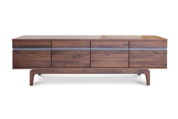 Nelio - Niedriges Sideboard aus Holz mit 4 Türen, braun