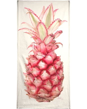 Pina - Serviette de bain en éponge-velours en blanc ivoire & rose 70x140