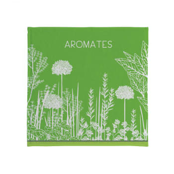 Aromates - Carré éponge en jacquard de coton vert 50x50