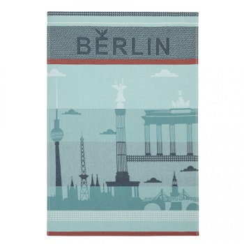 Berlin city - Torchon en jacquard de coton bleu 50x75