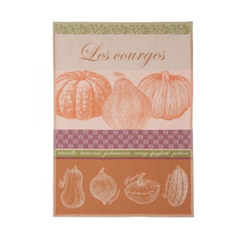 Courges - Torchon en jacquard de coton orange 50x75