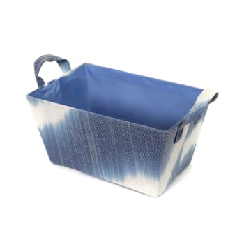 SAMOA - Panier de rangement en papier tissé bleu 33x21,5cm