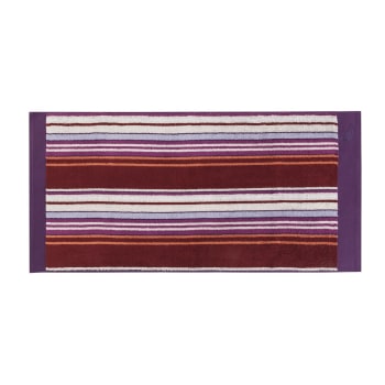 Malice - Serviette coton violet rayé 50x100 cm