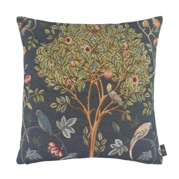 Coussin tapisserie kelmscott tree made in france bleu   48x48