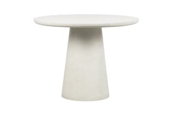 Damon - Table à manger ronde en fibre d'argile blanche