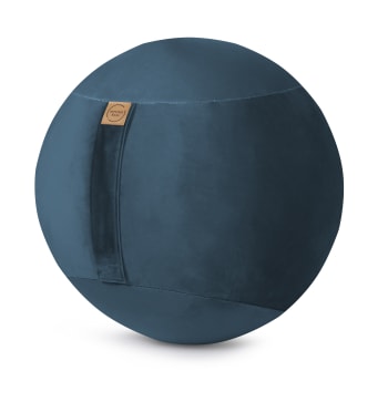 Samt uni - Balle d'assise avec poignée bleu pétrole velours D65