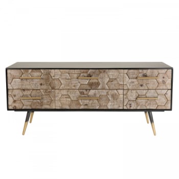 Dalie - TV-Möbel mit 6 Schubladen aus Holz und Metallbeinen