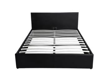 EDGAR - Cadre de lit avec sommier relevable à lattes - Noir - 140 cm