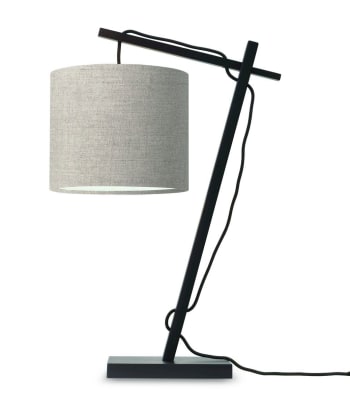 Andes - Lampe de table bambou noir/lin H46cm