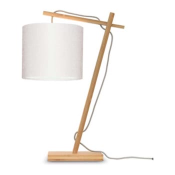 ANDES - Lampe de table bambou/lin blanc H46cm