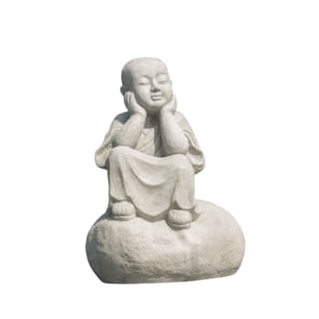 Estatua monje shaolín pensativo gris claro 80 cm
