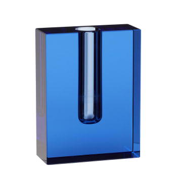 Block - Vase en verre bleu H16 H16