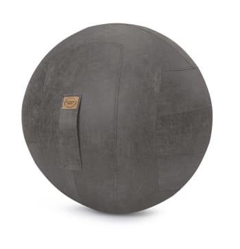 Frankie - Balle d'assise design simili cuir anthracite avec poignée D65