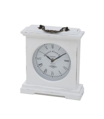 BOIS - Horloge à poser en bois blanc H24cm