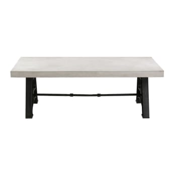 Graphik - Table basse rectangulaire béton ciré et métal 120 cm