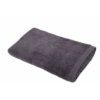 Serviette essentielle - Serviette de toilette éponge en coton gris foncé 50x100 cm