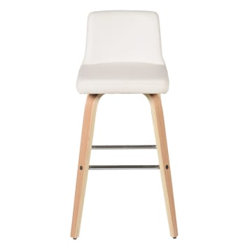 Leti - Chaise plan de travail imitation cuir blanc plaqué chêne h68.5 cm