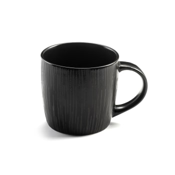 Magma noir - 6er Set Kaffee- & Teetasse aus Steingut, Schwarz