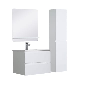 Sorrento - Meuble simple vasque 60cm avec vasque, miroir et colonne  Blanc