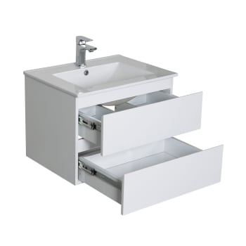 Sorrento - Ensemble meuble simple vasque 60cm avec vasque et miroir  Blanc