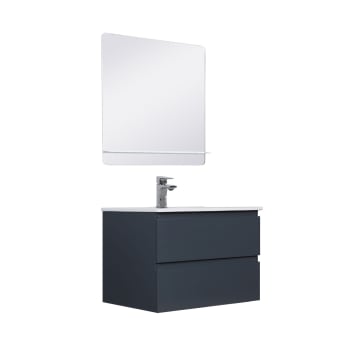 Sorrento - Ensemble meuble simple vasque 60cm avec vasque et miroir  Gris