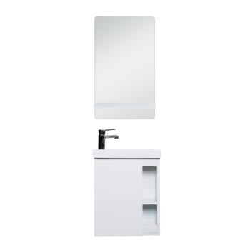 Hampton - Meuble lave-mains  Blanc avec vasque blanche + miroir