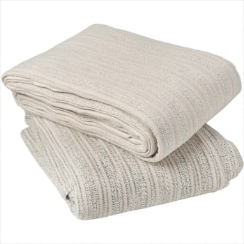 MINORQUE - Dessus de lit en tissu jacquard coton ecru 230x250 cm
