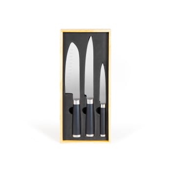 MEC115 - Set de 3 couteaux japonais en acier inoxydable noir