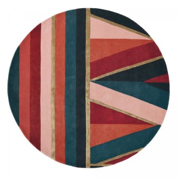 Sahaara r - Tapis rond ⌀150 cm tufté main en laine multicolore