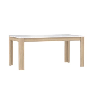 Alexiane - Table de repas extensible 160/206 cm plateau blanc