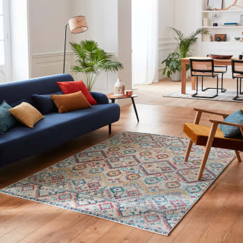 Safavieh Teppich Mahal Collection – Kurzer Flor, Marineblau/rot, 91 X 152 Cm