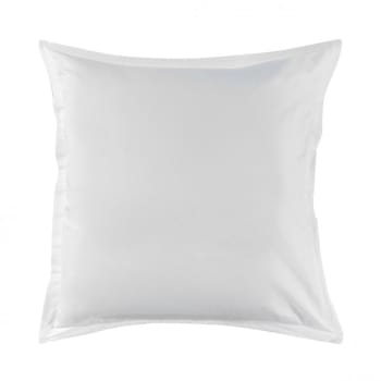 TRIUMPH LINE - Taie d'oreiller unie en satin de coton blanc 65x65