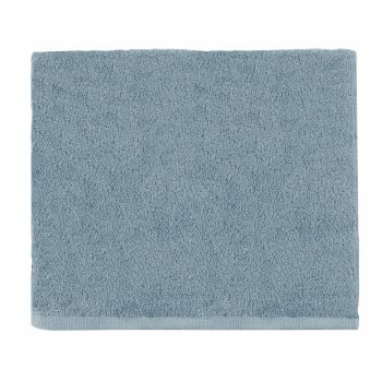 AQUA - Drap de douche uni en coton bleu Baltique 65x125