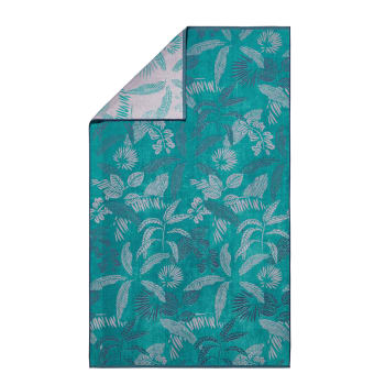 BALI - Drap de plage imprimé en coton turquoise 100x180