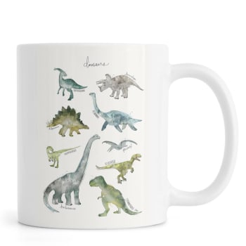 Dinosaurs - Mug en céramique en blanc ivoire & bleu