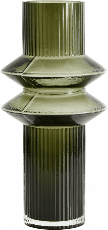 BIG FOREST - Vase rilla en verre vert H32cm