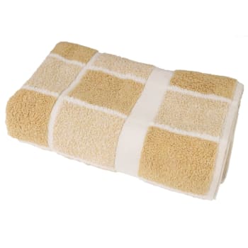 Drap de bain celeste - Drap de bain éponge carreaux en coton beige 100x150 cm