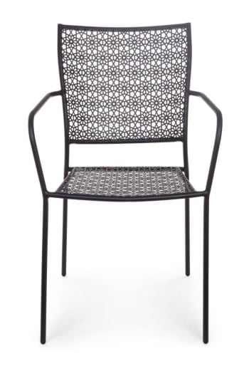 Jodie - Chaise de jardin en acier empilable gris