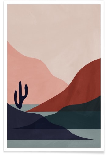 Desert - Affiche gris & rose